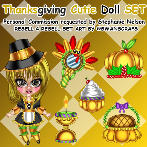 LMB Swan Scraps Thanksgiving Cutie Doll R4R - Click Image to Close